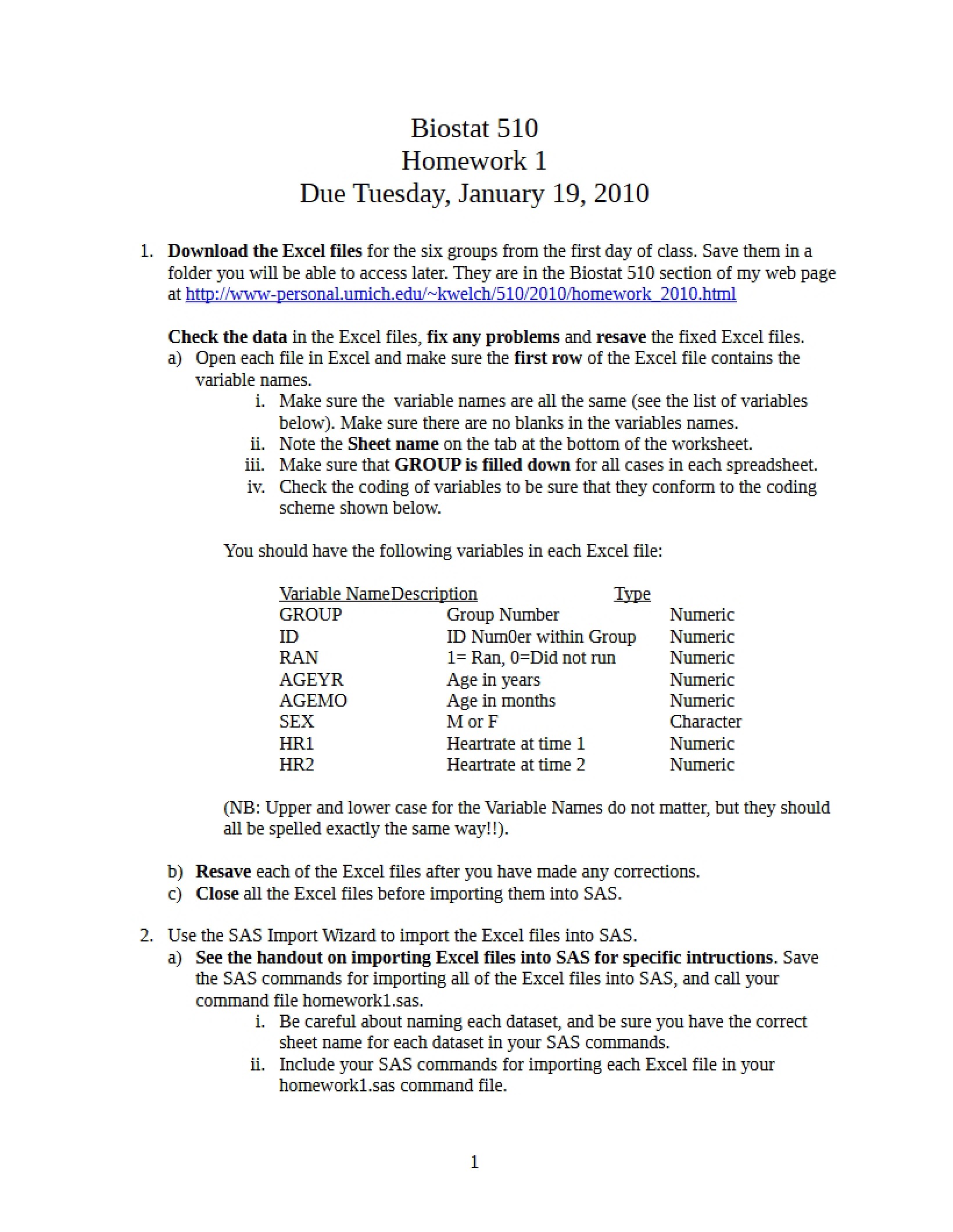 First Homework