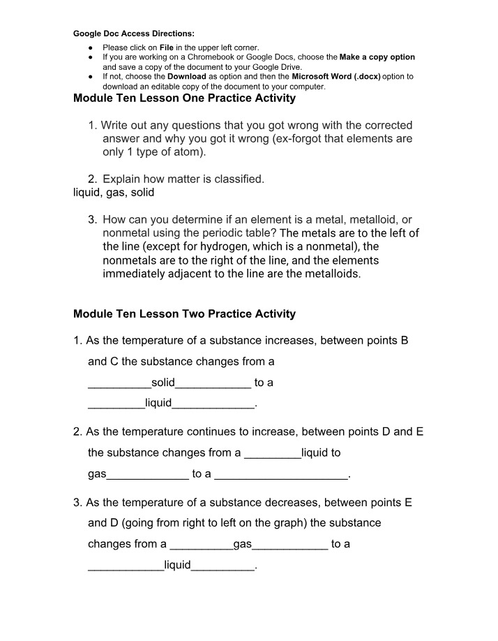 Science Journal for Module Ten