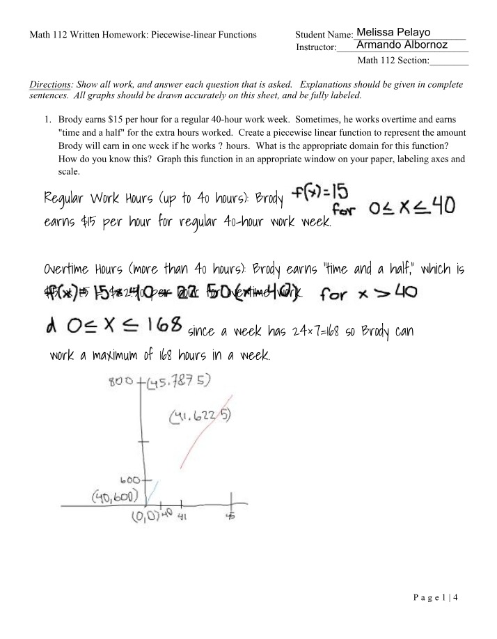 Homework 04 for Piecewise-linear Functions