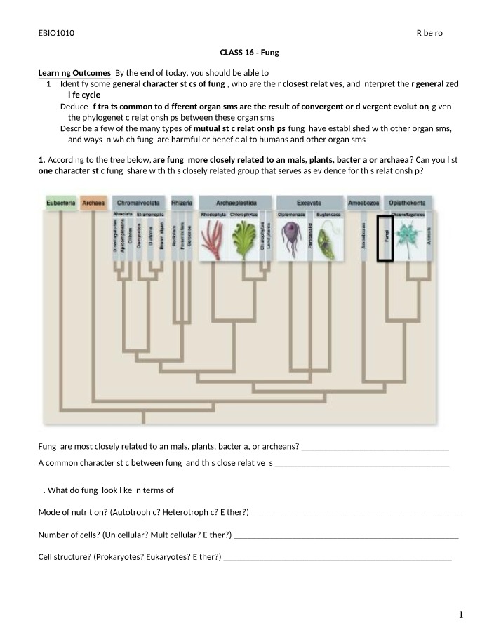 Handout 3 for BIOL1010 Class 16