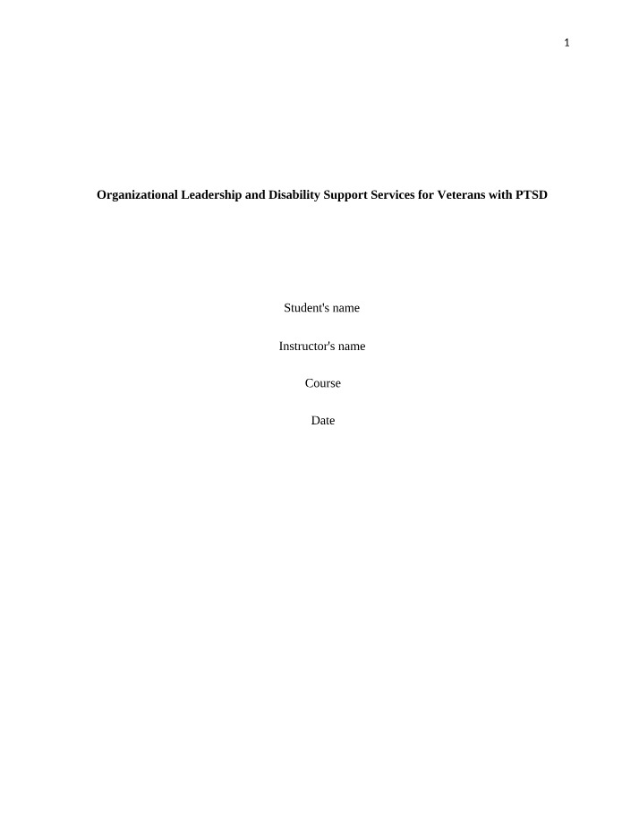 Organizational Leadership - Disability Support for Veterans with PTSD
