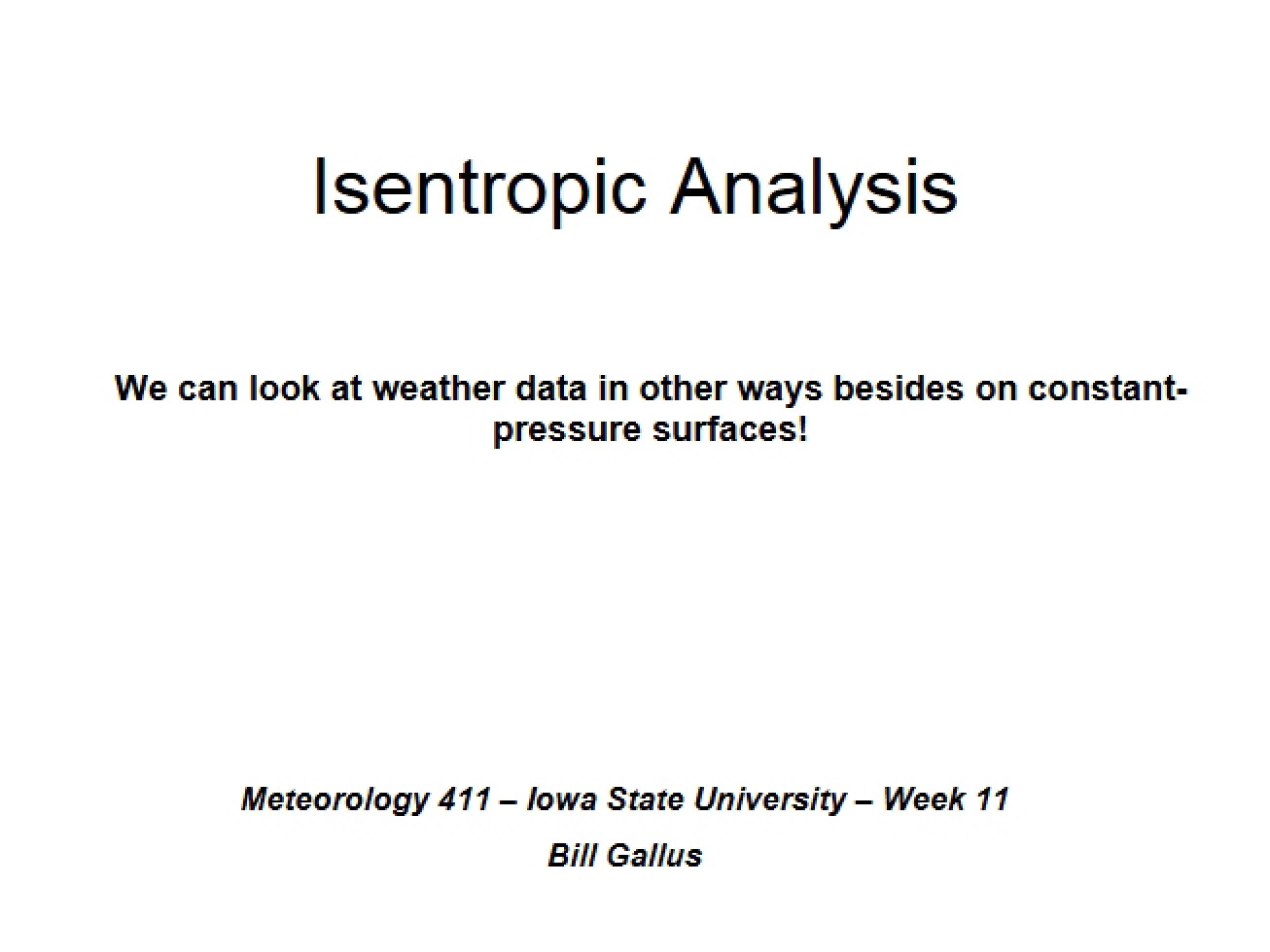 Introduction to Isentropic Analysis