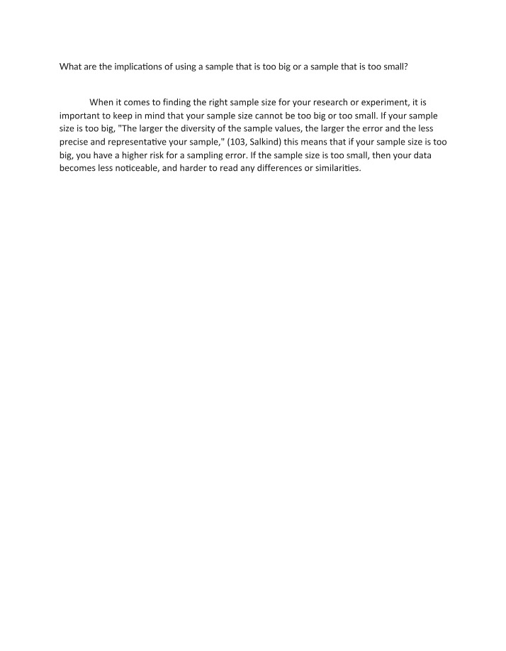 Research Sample Size - Implications of Too Big or Too Small