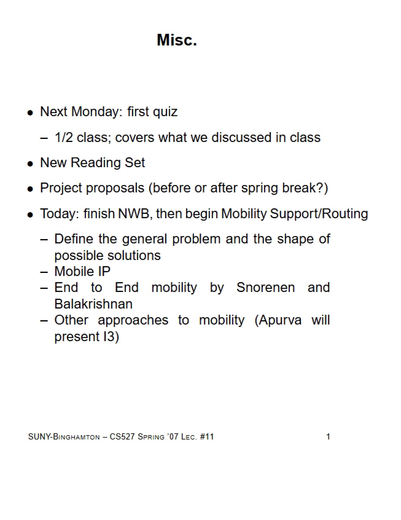 Eleventh Lecture