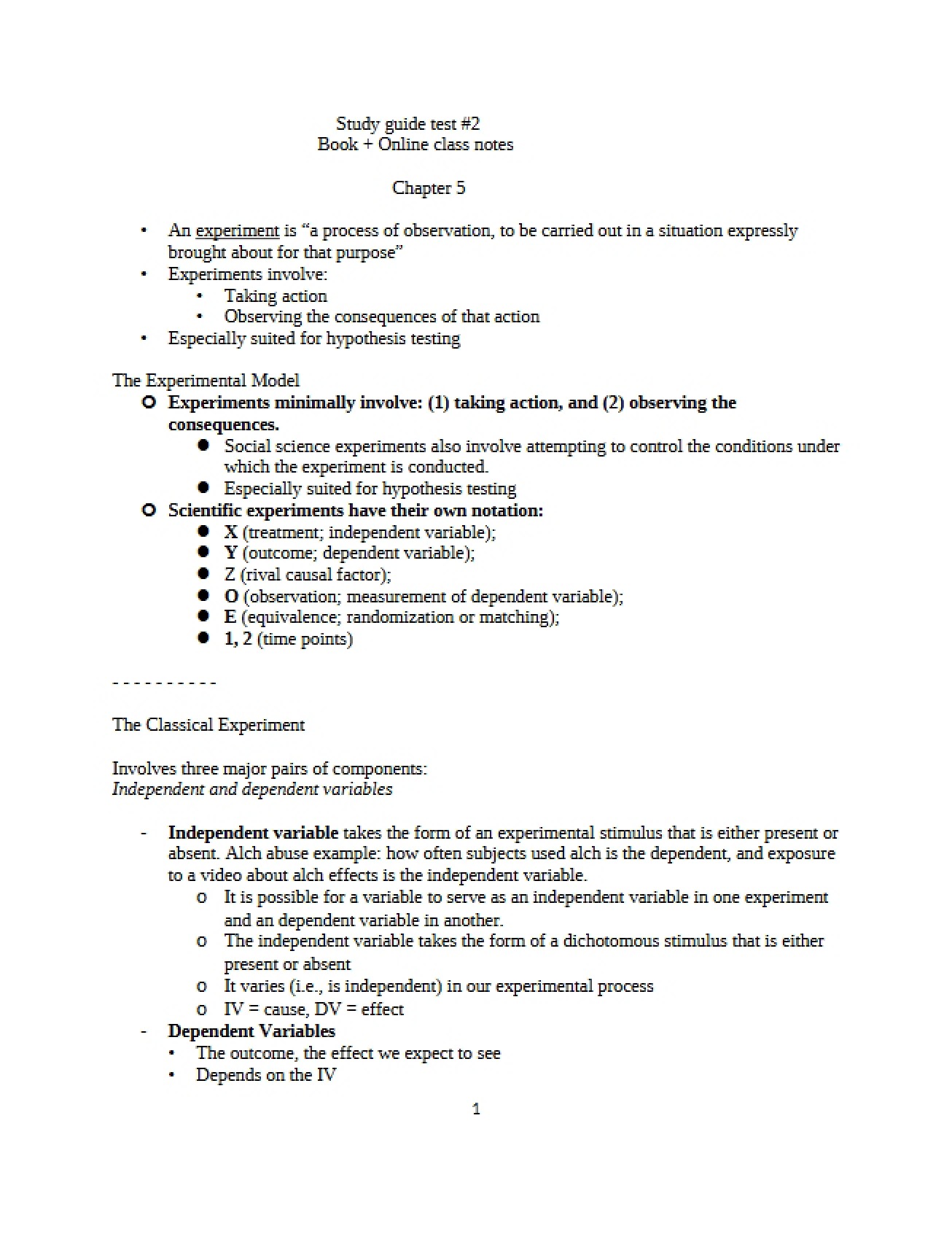 Materials for the Second Test