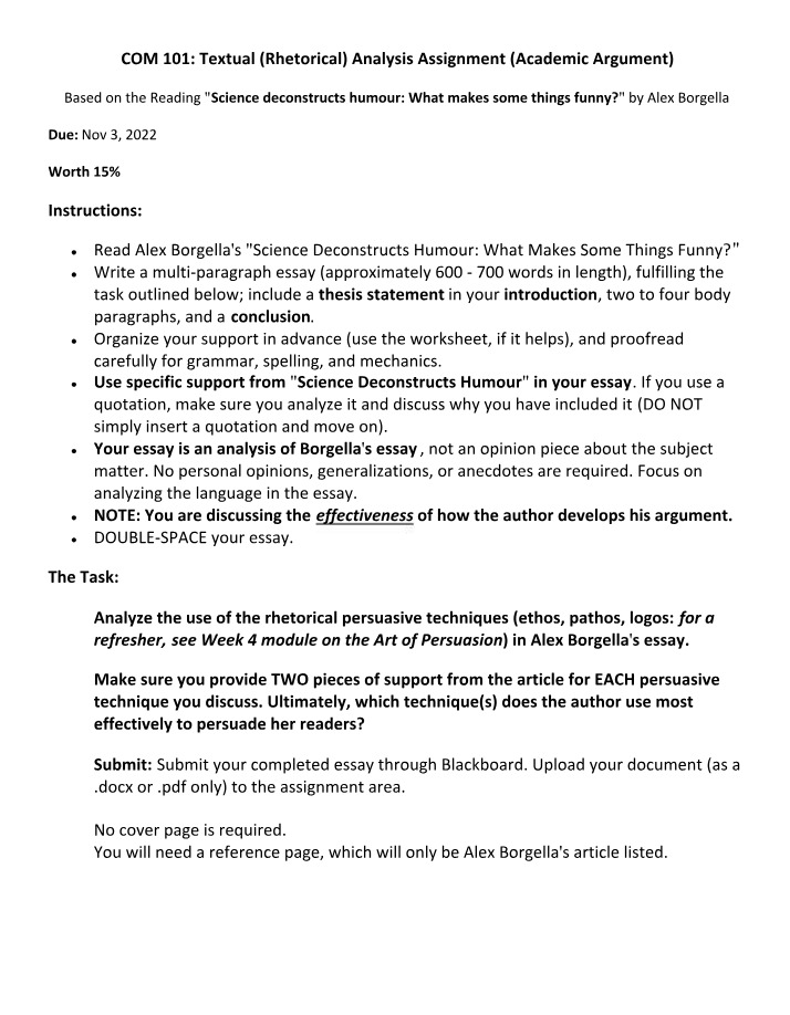 Essay Assignment for MRK130