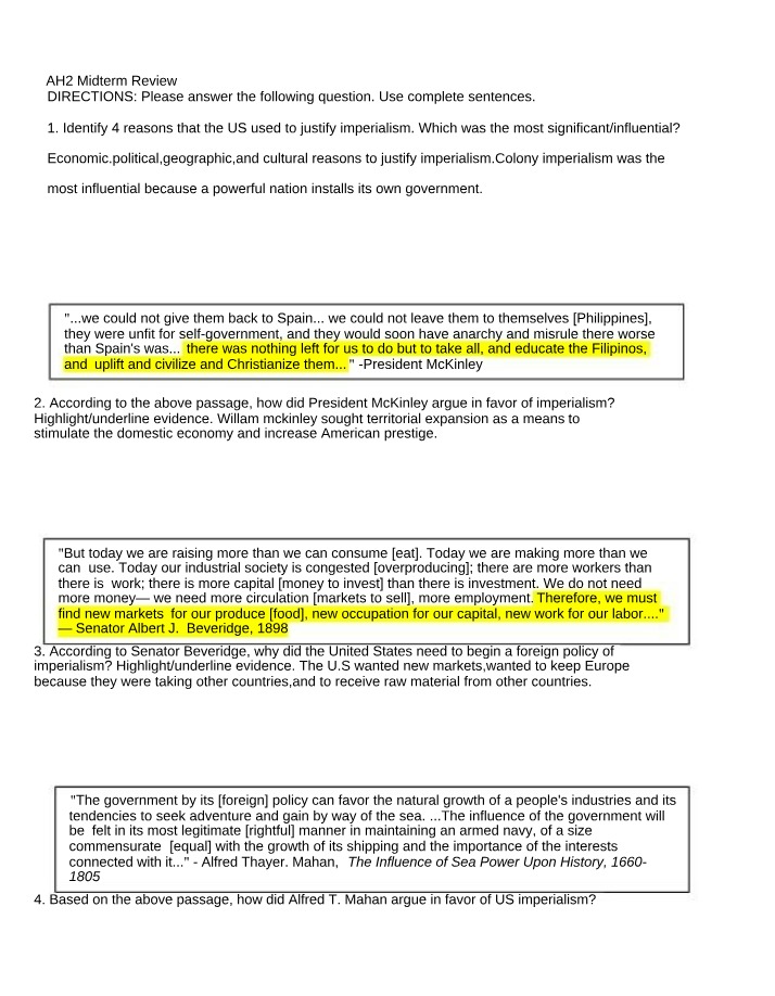 US Imperialism - Impacts, Influences, and Justifications