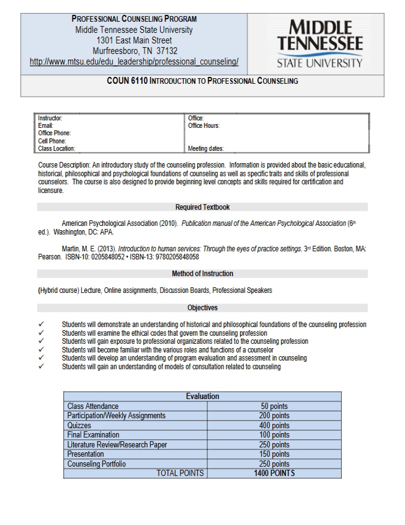 Counseling Professional Notes