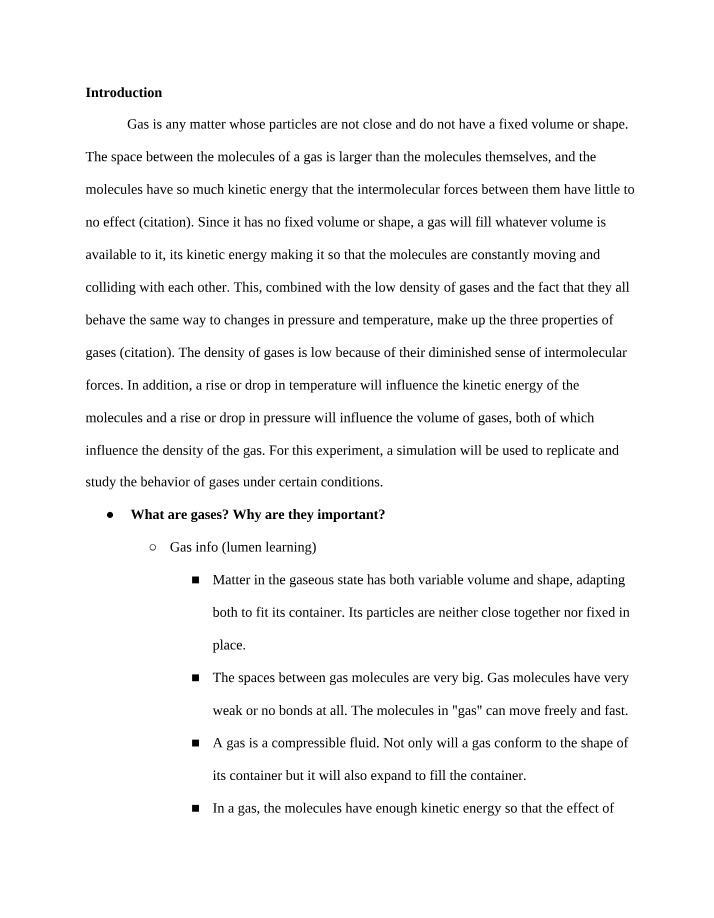 Lab on Gas Behavior - Properties, Density, and Interactions