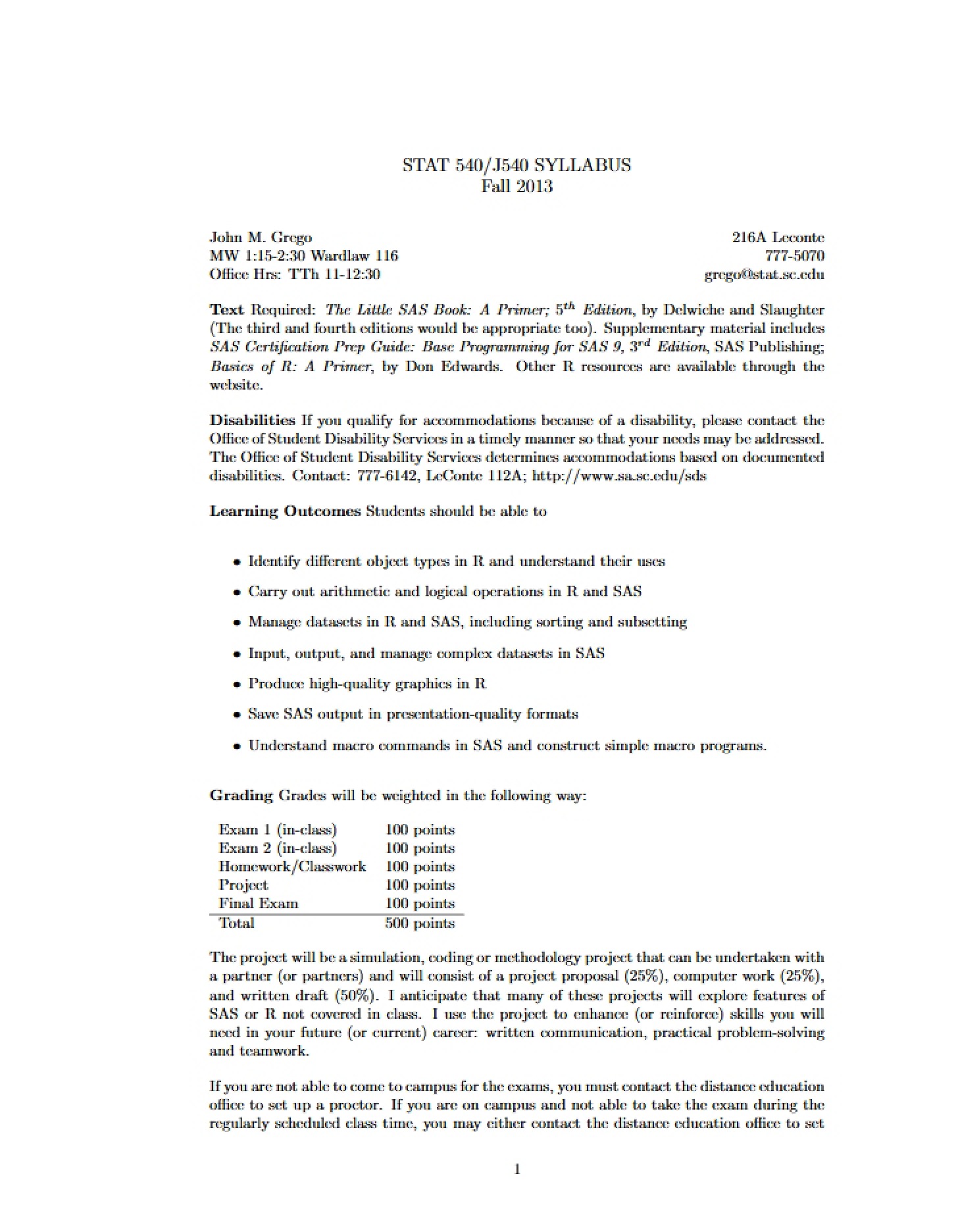 Syllabus for STAT 540J540