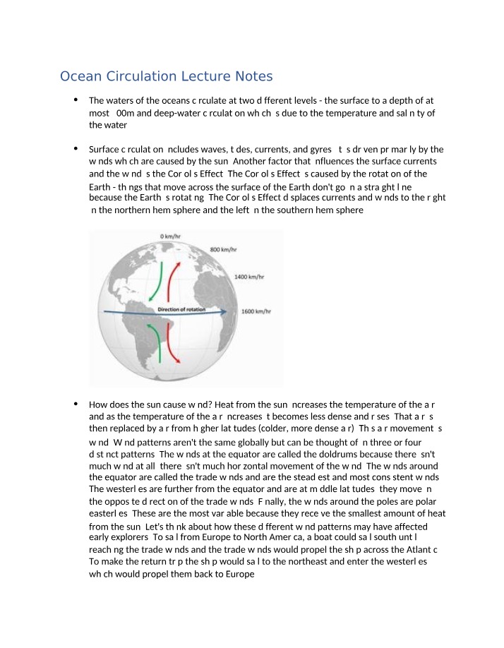 Lecture Notes - Ocean Circulation