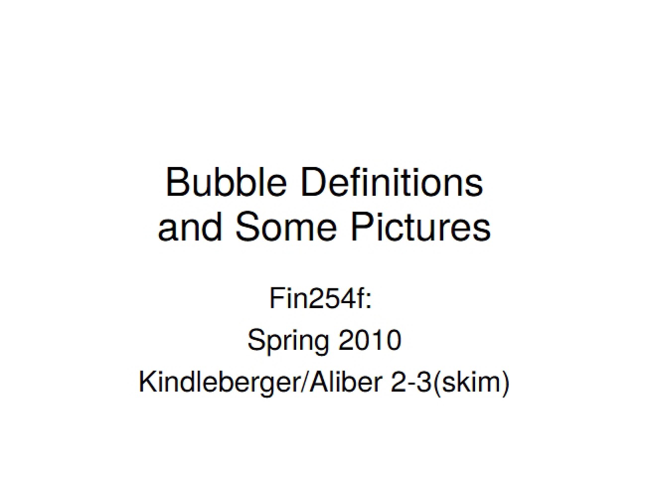 Visuals and Definitions of Market Bubbles