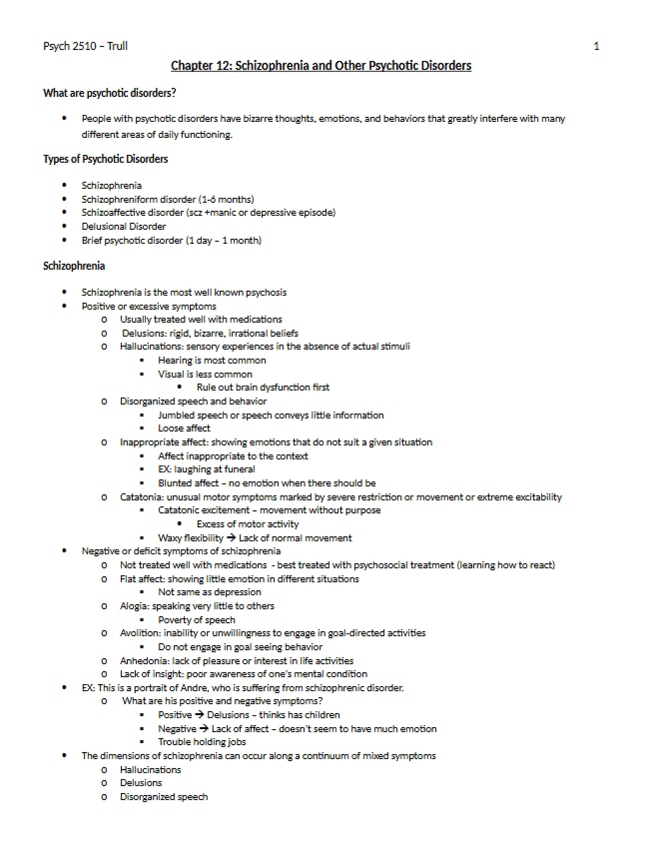 Psychotic Disorders and Schizophrenia Chapter 12