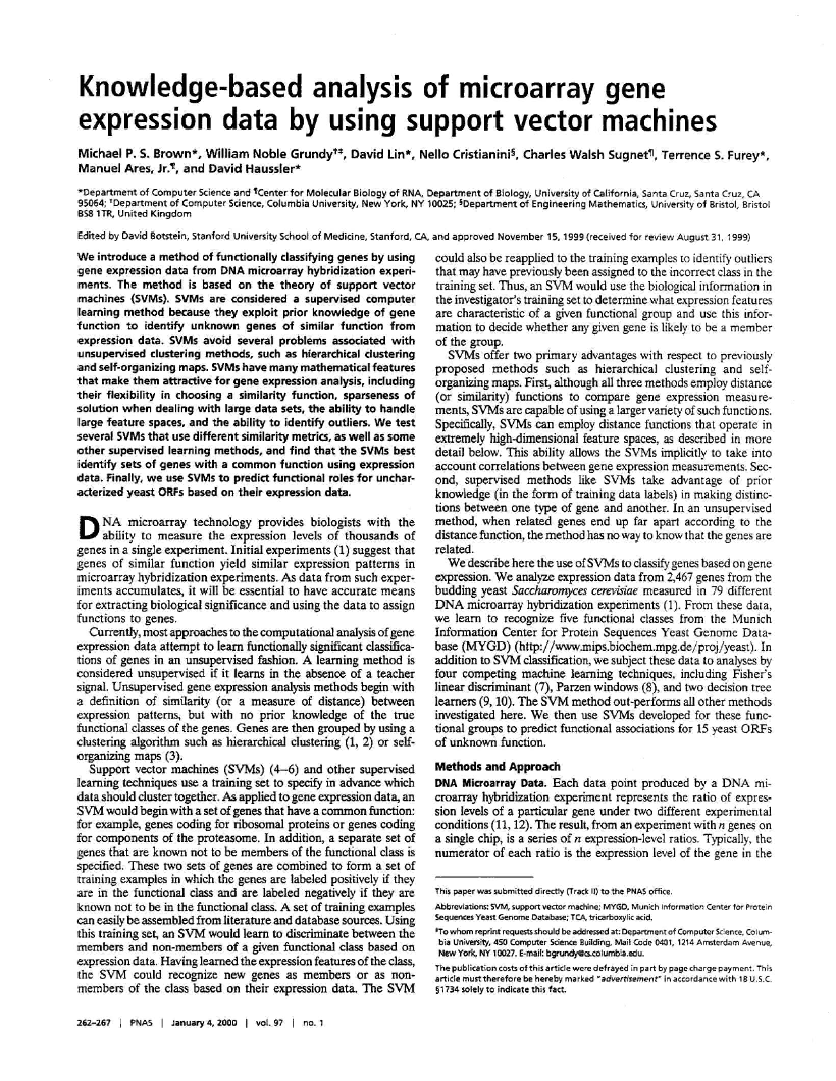 Microarray Gene Expression Data Analysis via Knowledge-Based Methods