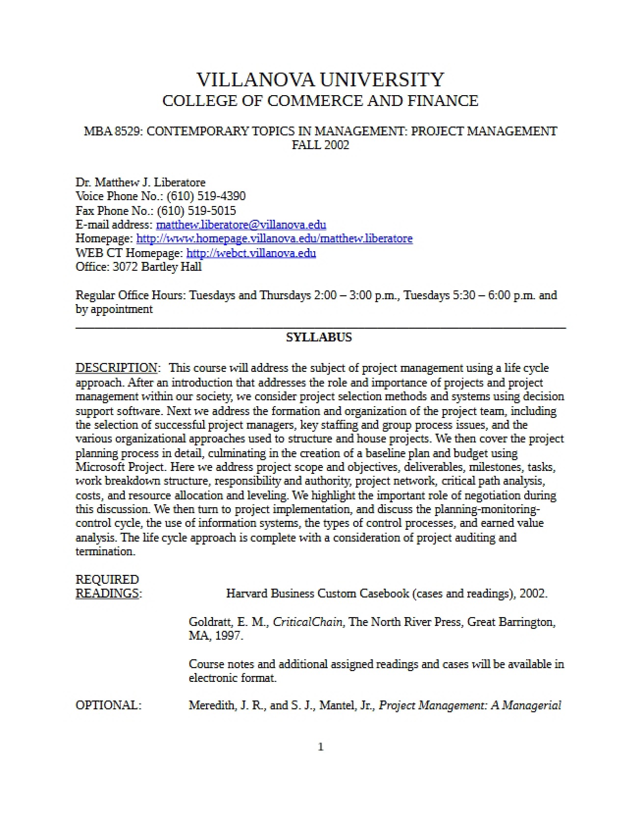 Course Syllabus