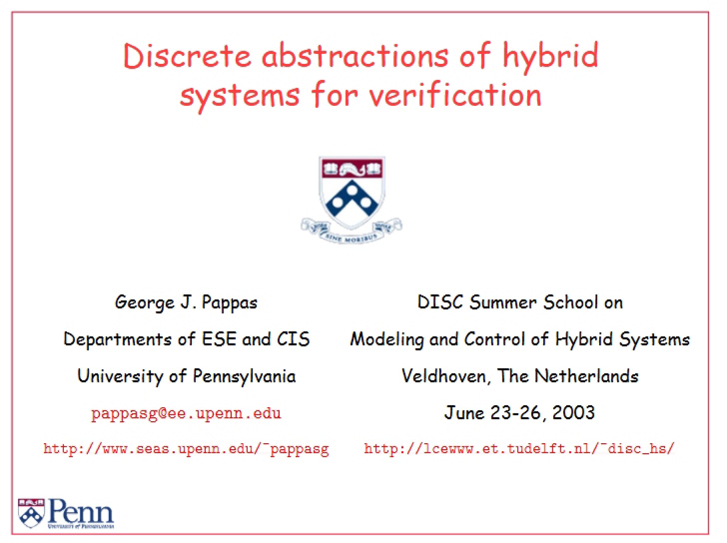 Verification via Discrete Abstractions of Hybrid Systems