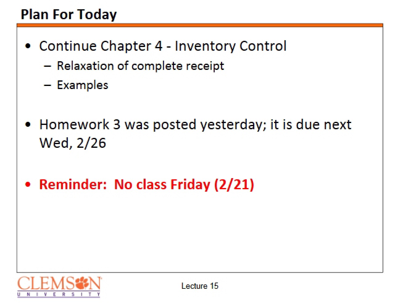 Inventory Control Chapter Four