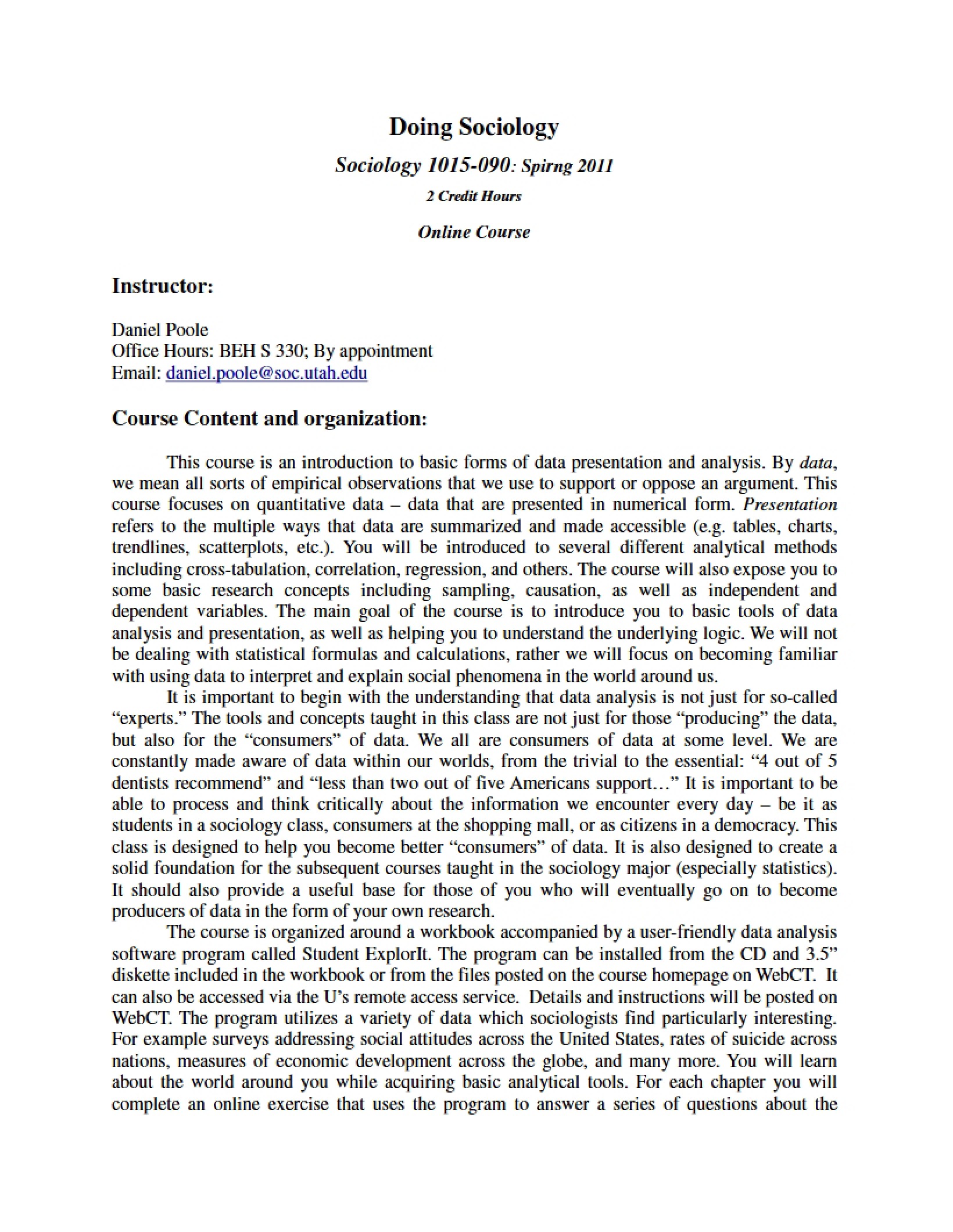 Doing Sociology Syllabus - SOC 1015