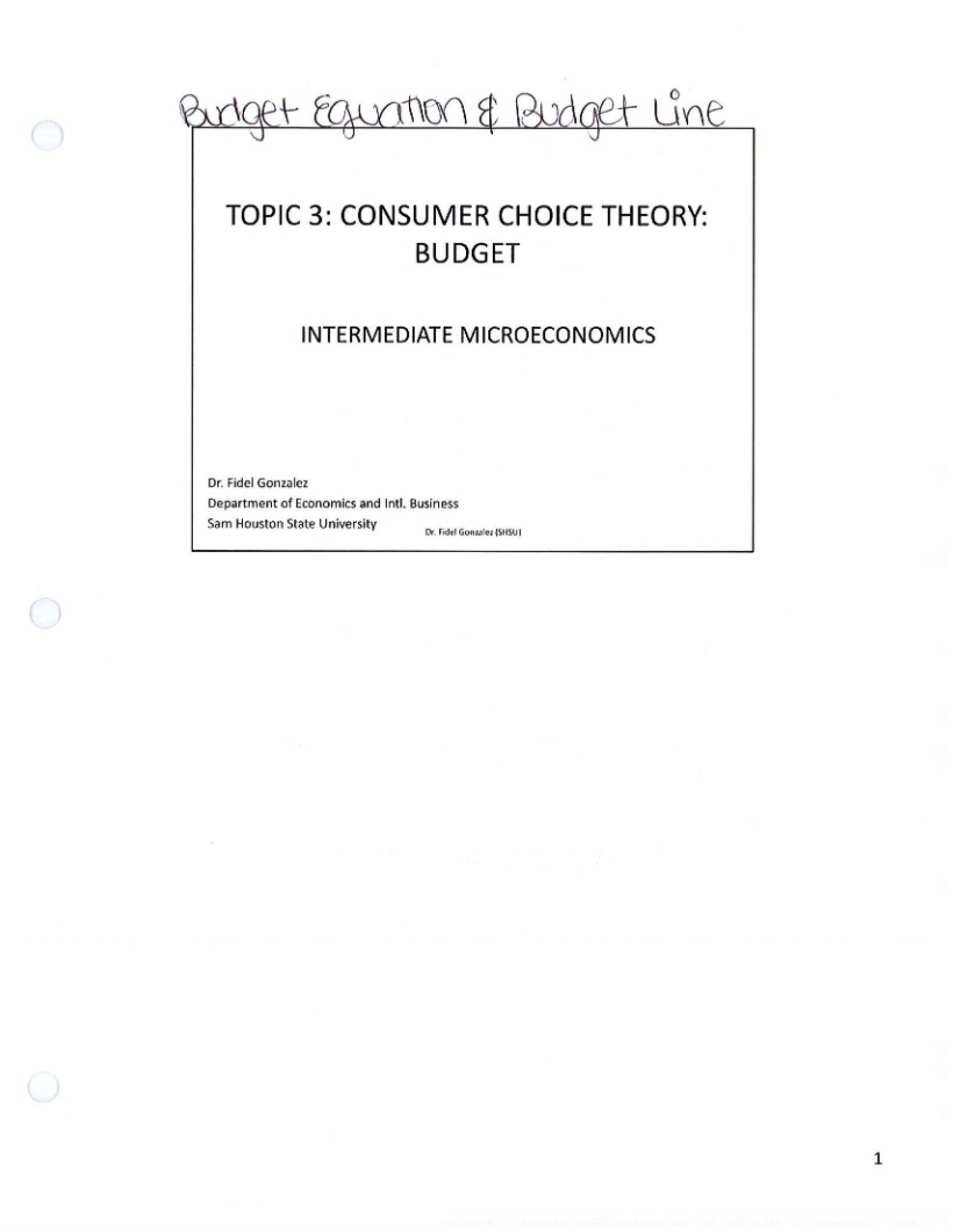 Intermediate Microeconomics Notes