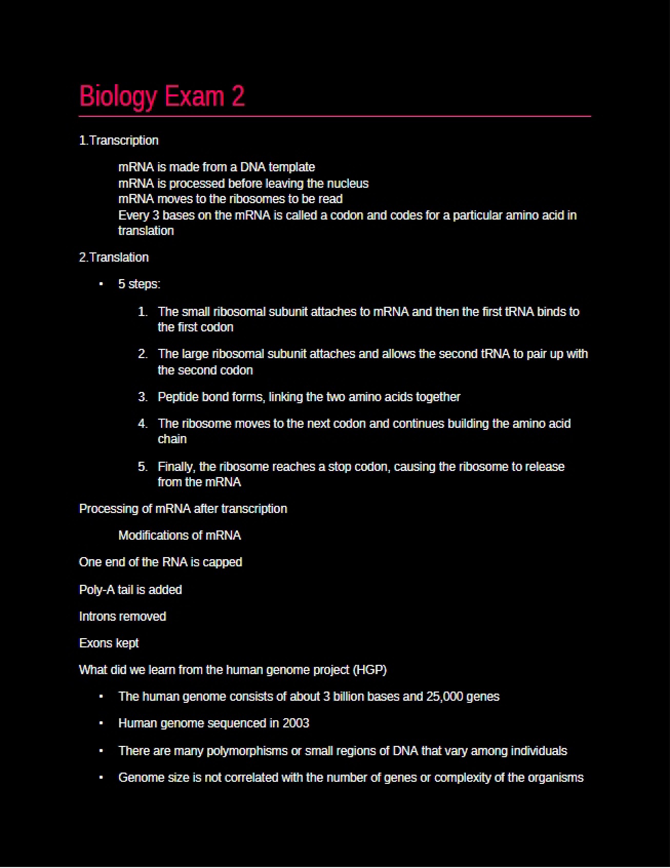 Second Biology Examination