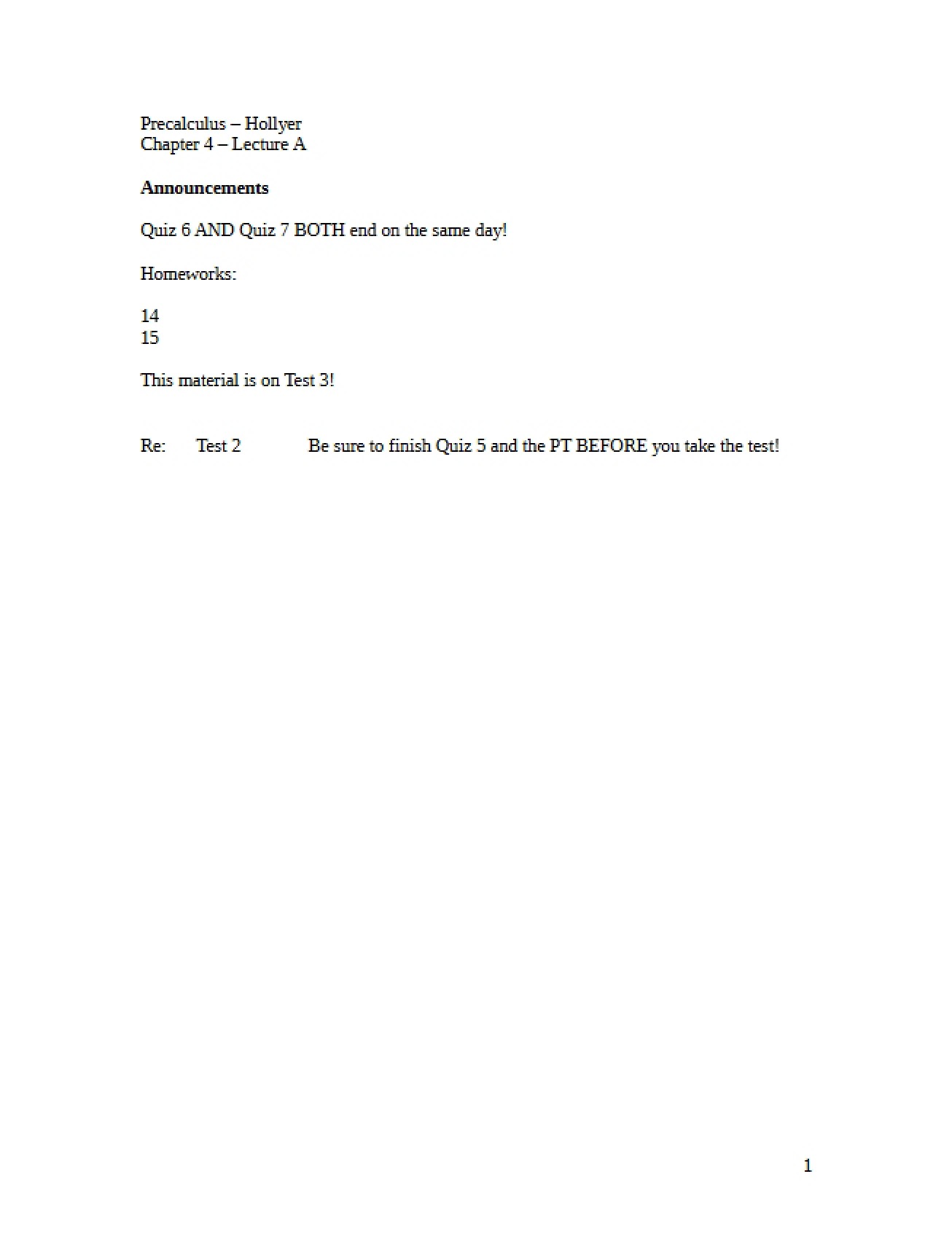 Chapter 4 Lecture A