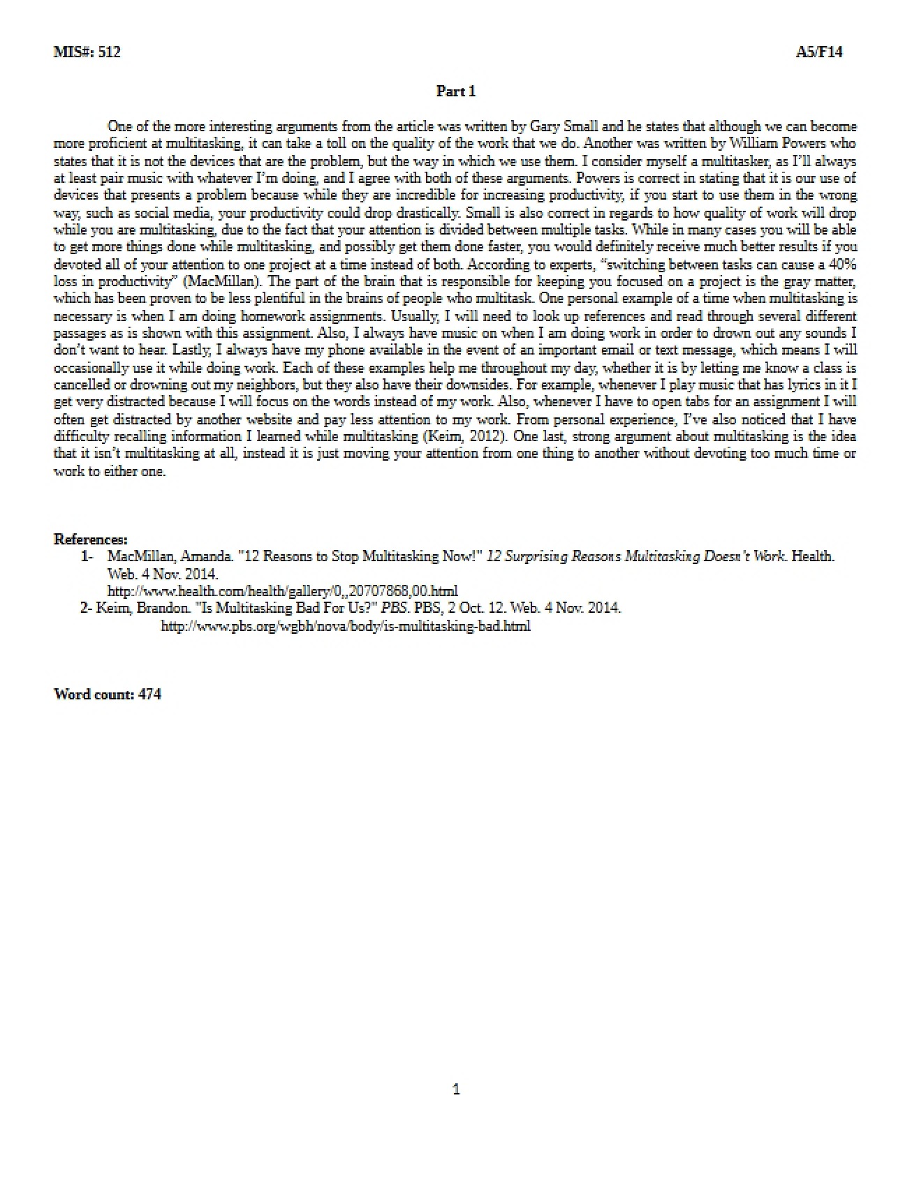 Fifth Assignment for Information Systems