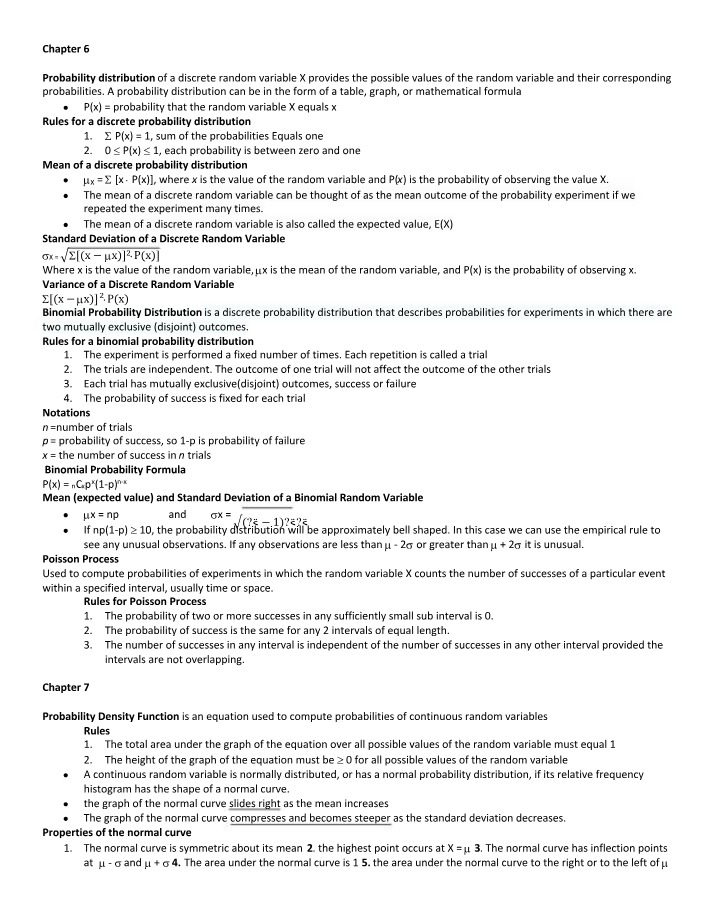 Notes on Probability Distributions and Normal Curve