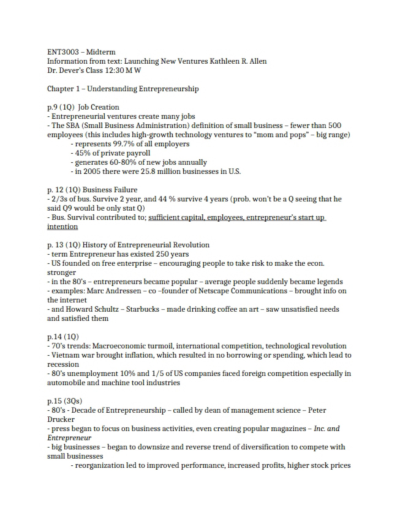 Preparation Notes for the Midterm Exam