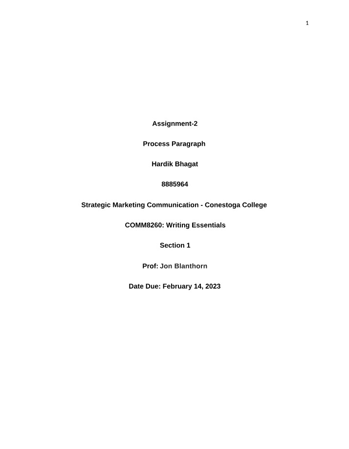 Writing Essentials Assignment 2