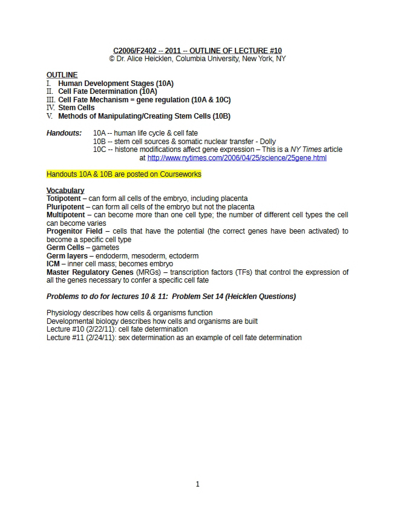 Lecture Outline