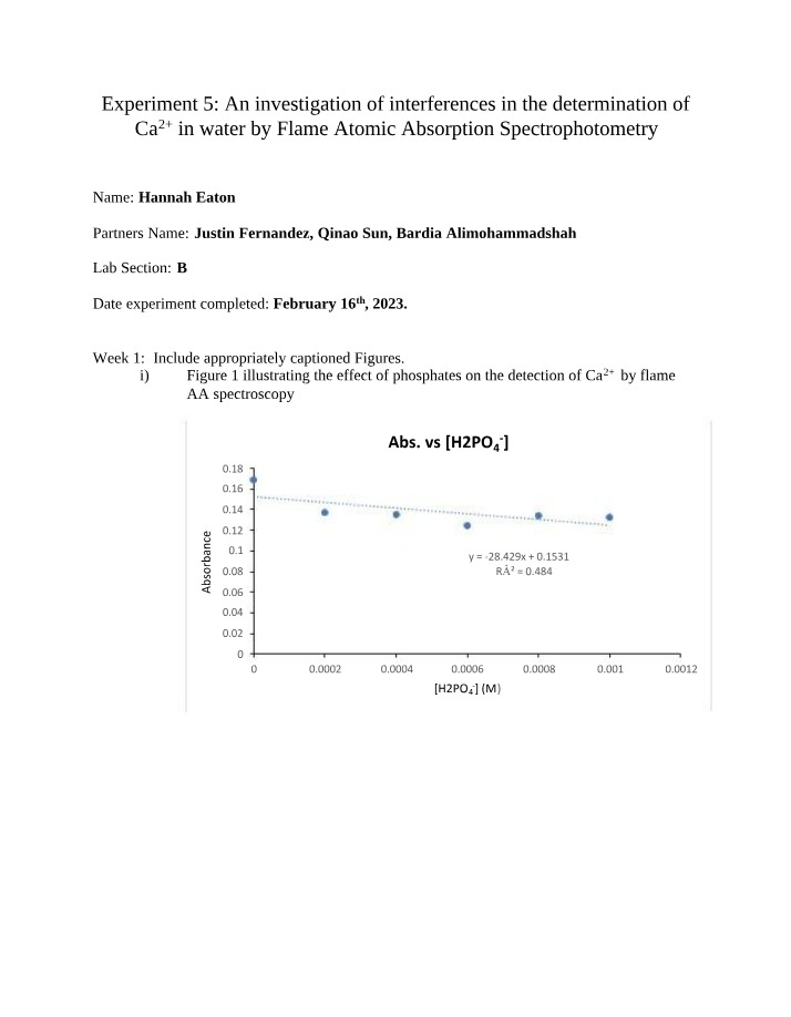 Investigation of Interferences in Ca2+ Determination - Experiment 5