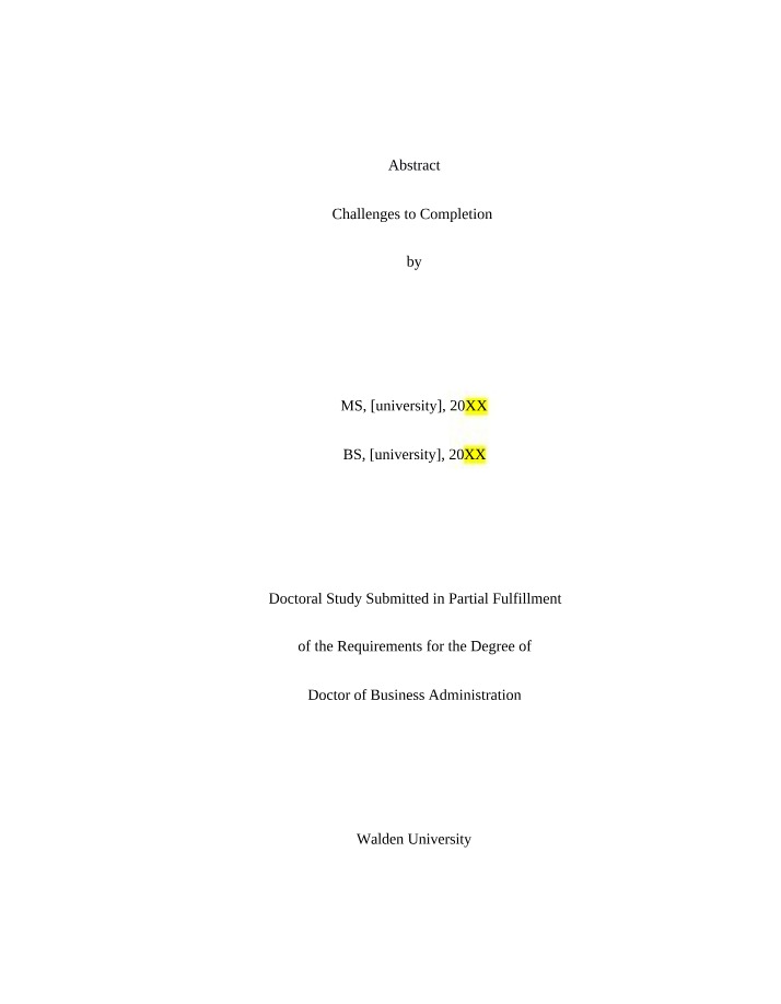 Guidelines and Abstract for Doctoral Study
