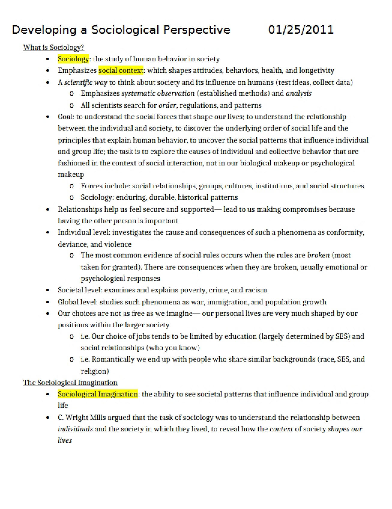 Perspective Development in Sociology
