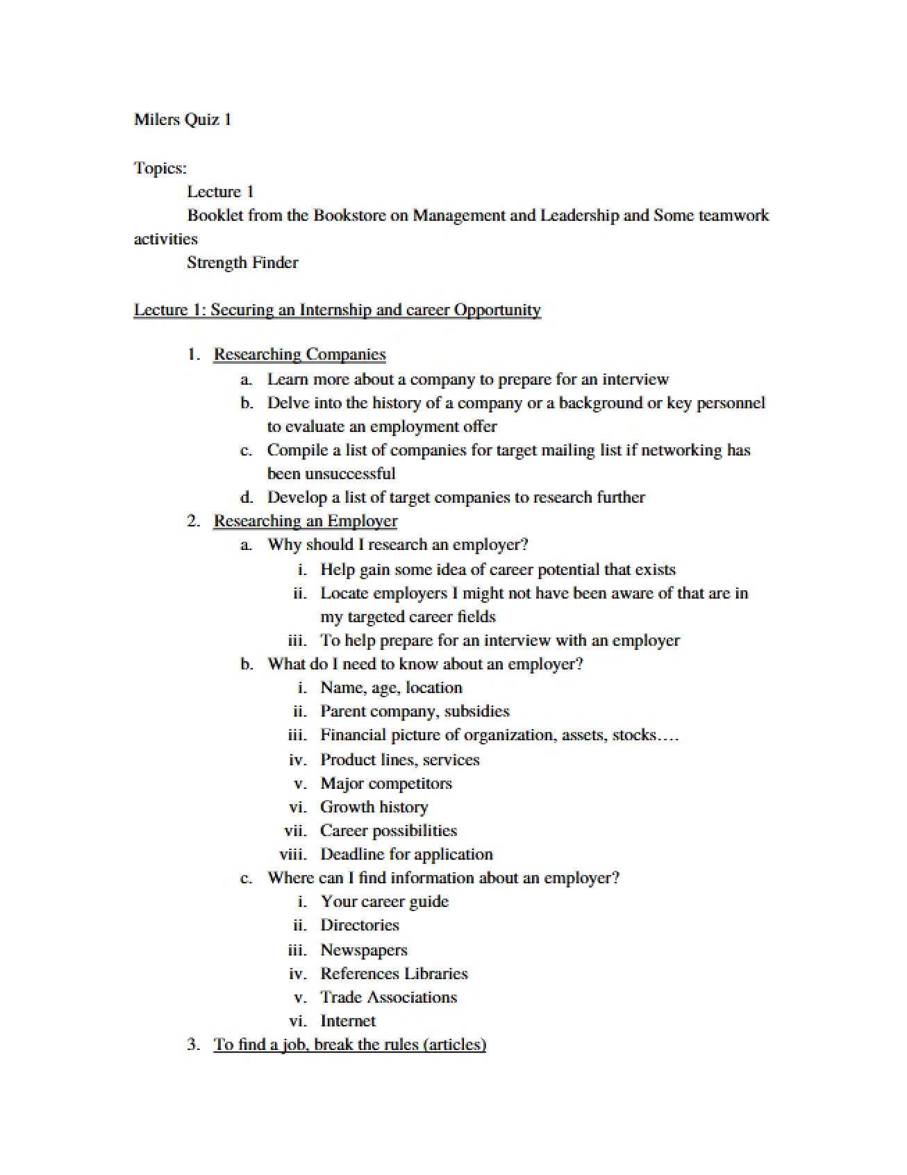 Lecture 1 Securing Internships and Career Opportunities