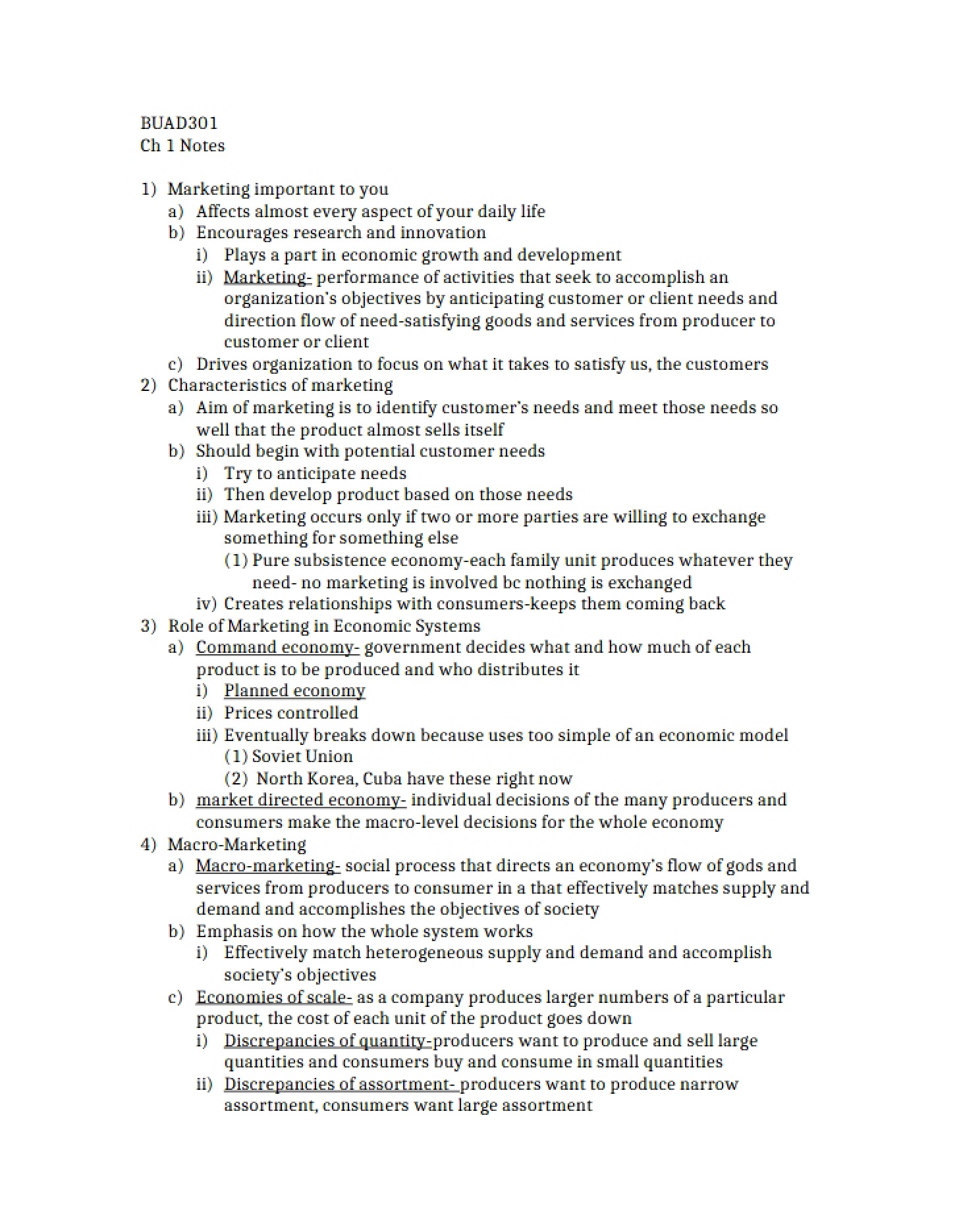 Notes for Chapter One