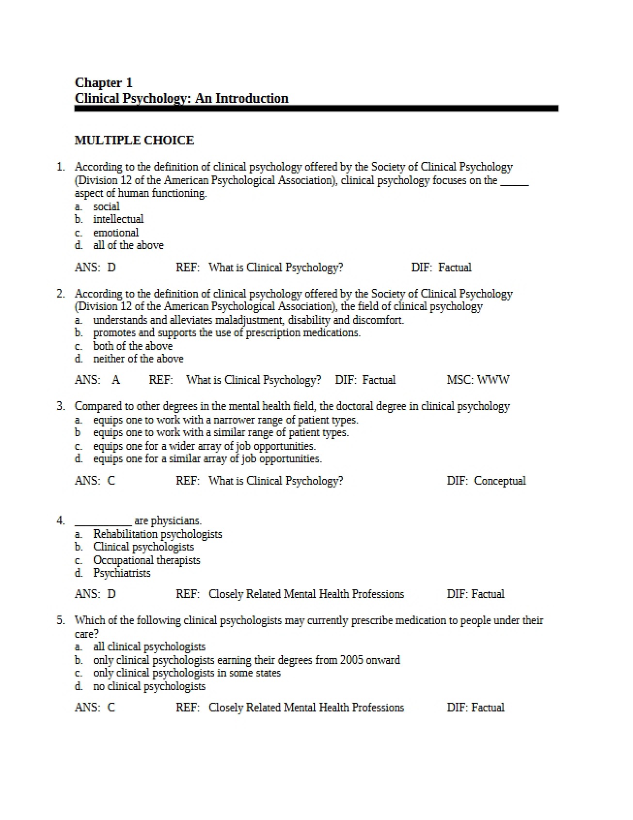 Introduction to Clinical Psychology