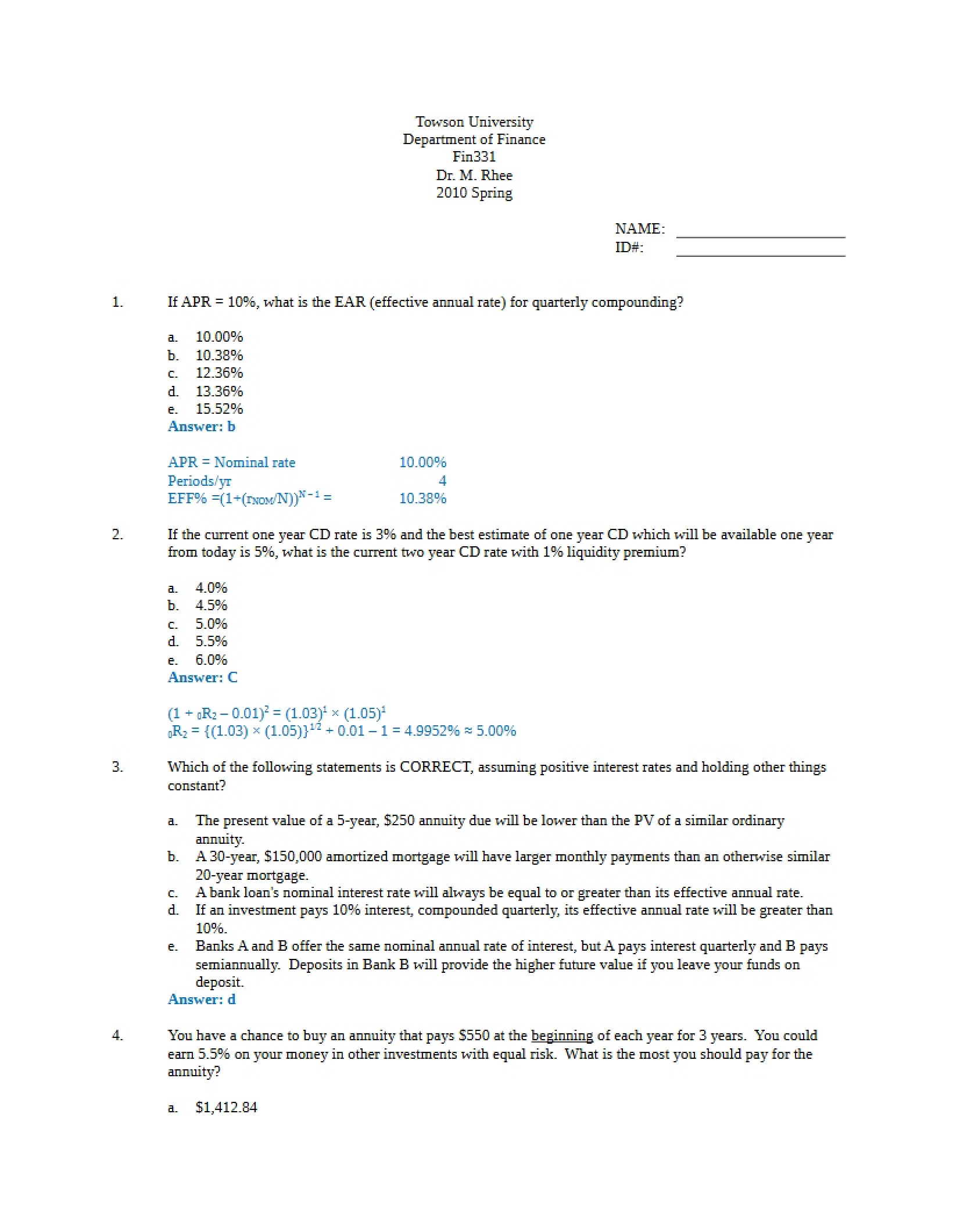 Course Examination