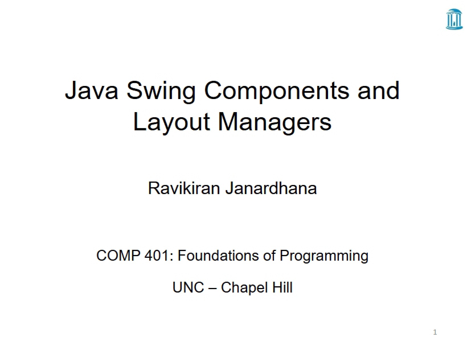 Layout Managers and Java Swing Components