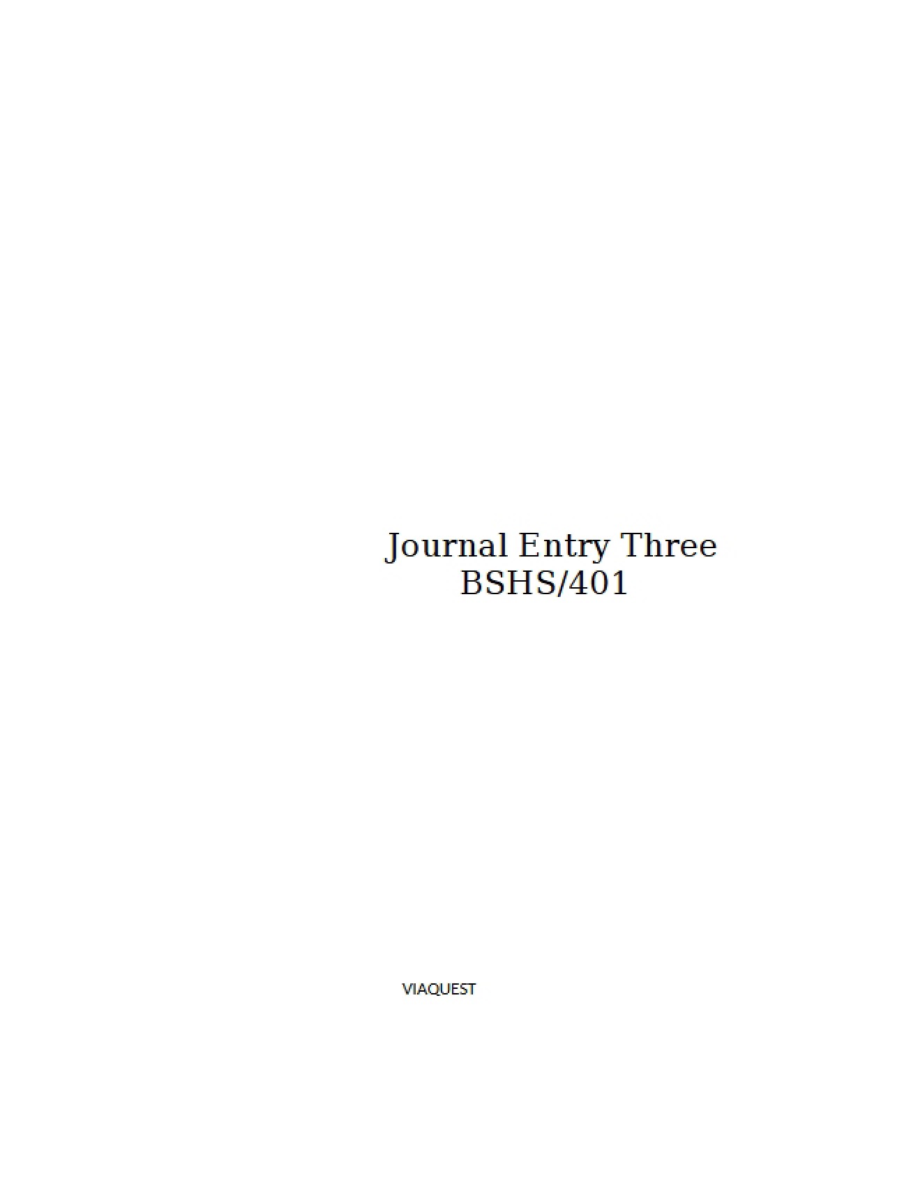 Third Journal Entry