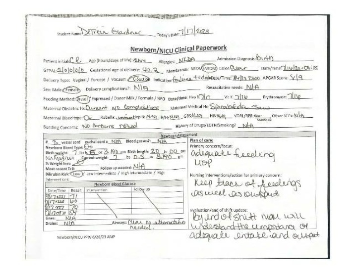 Newborn Assessment - Gestational Age and Blood Type