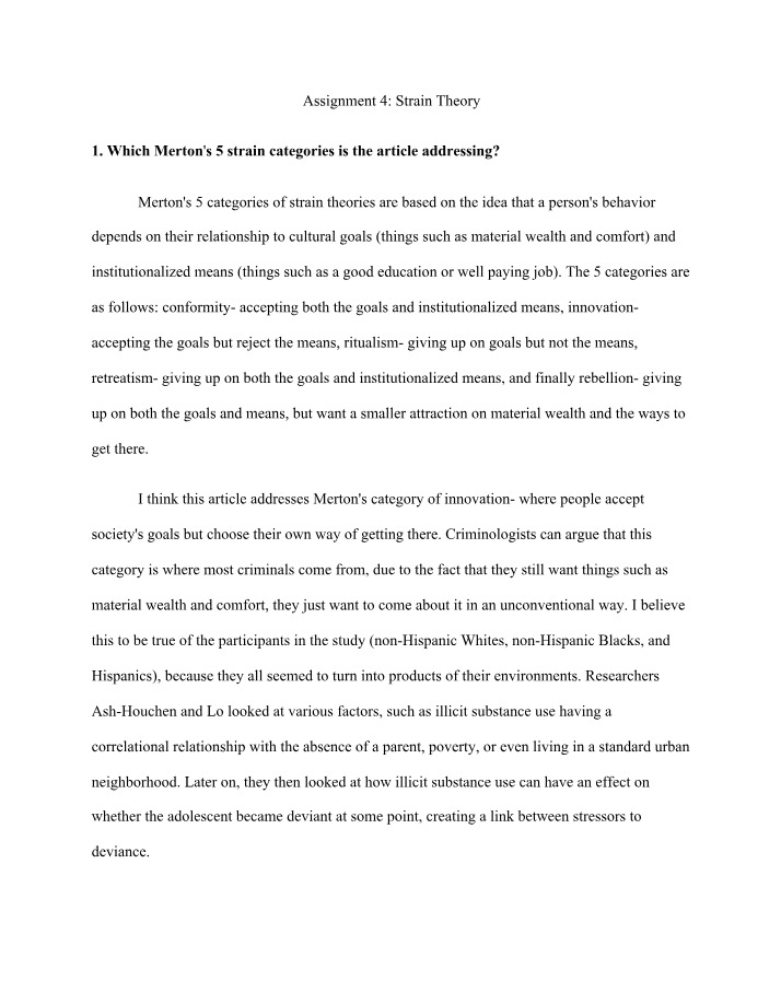 Strain Theory - Assignment 4