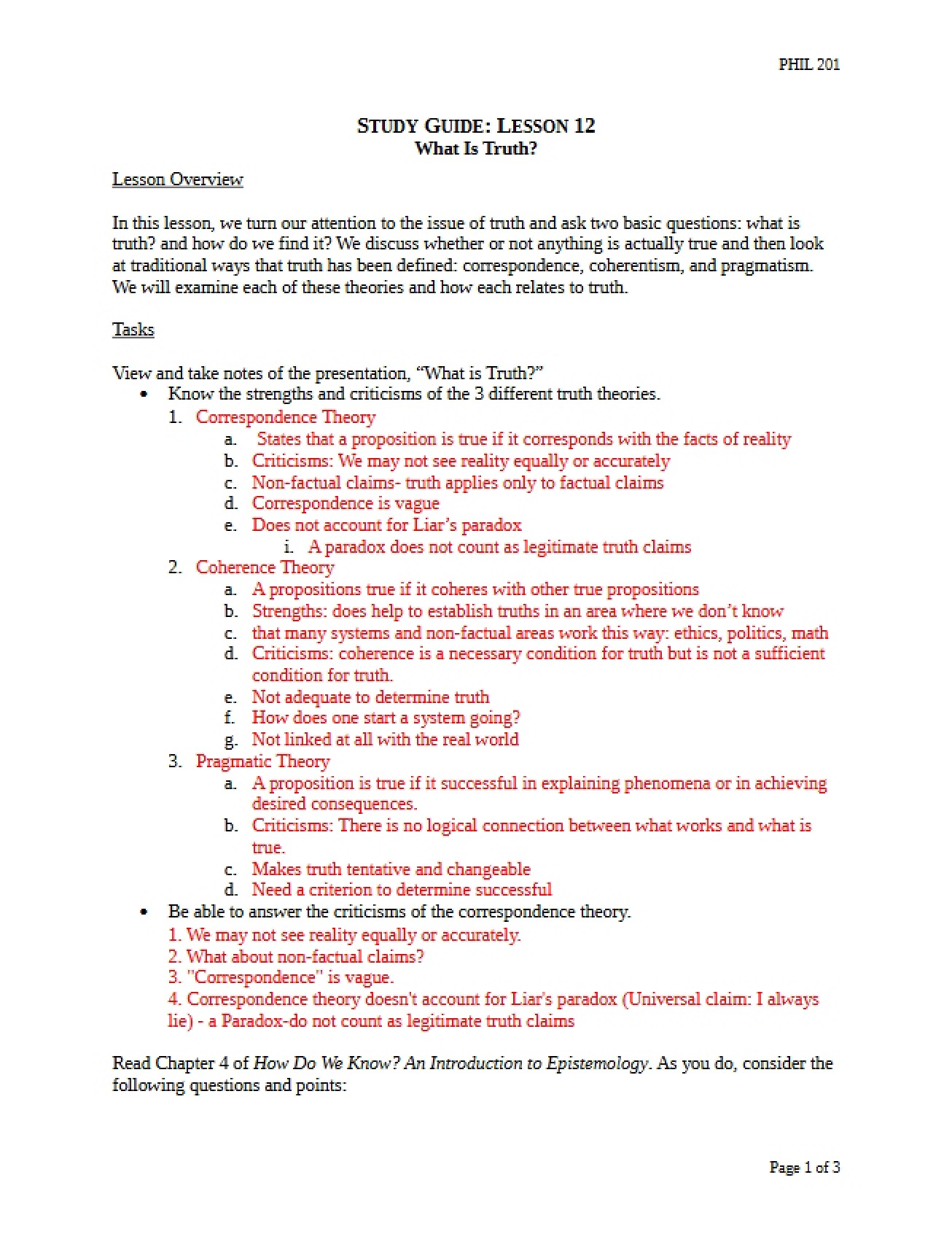 Lesson Twelve Study Guide