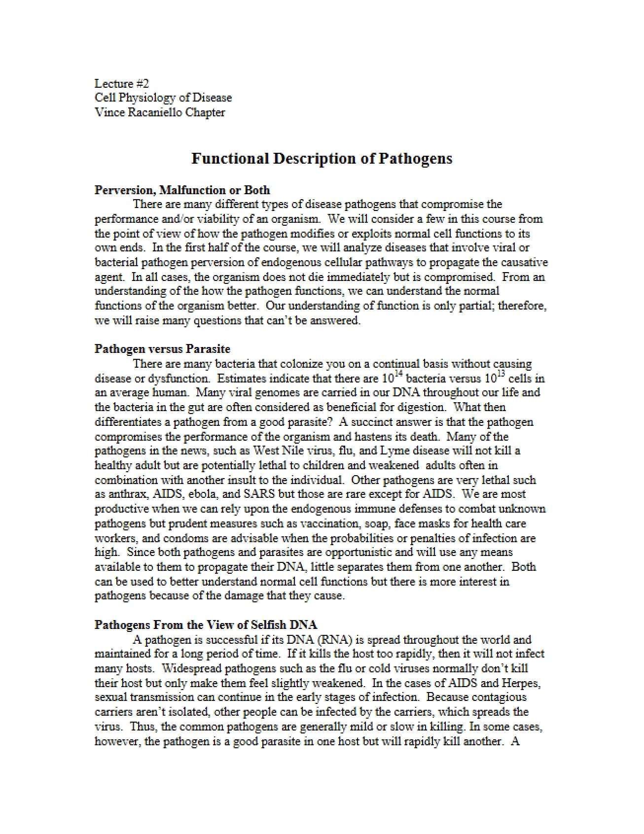 Pathogens Functional Description