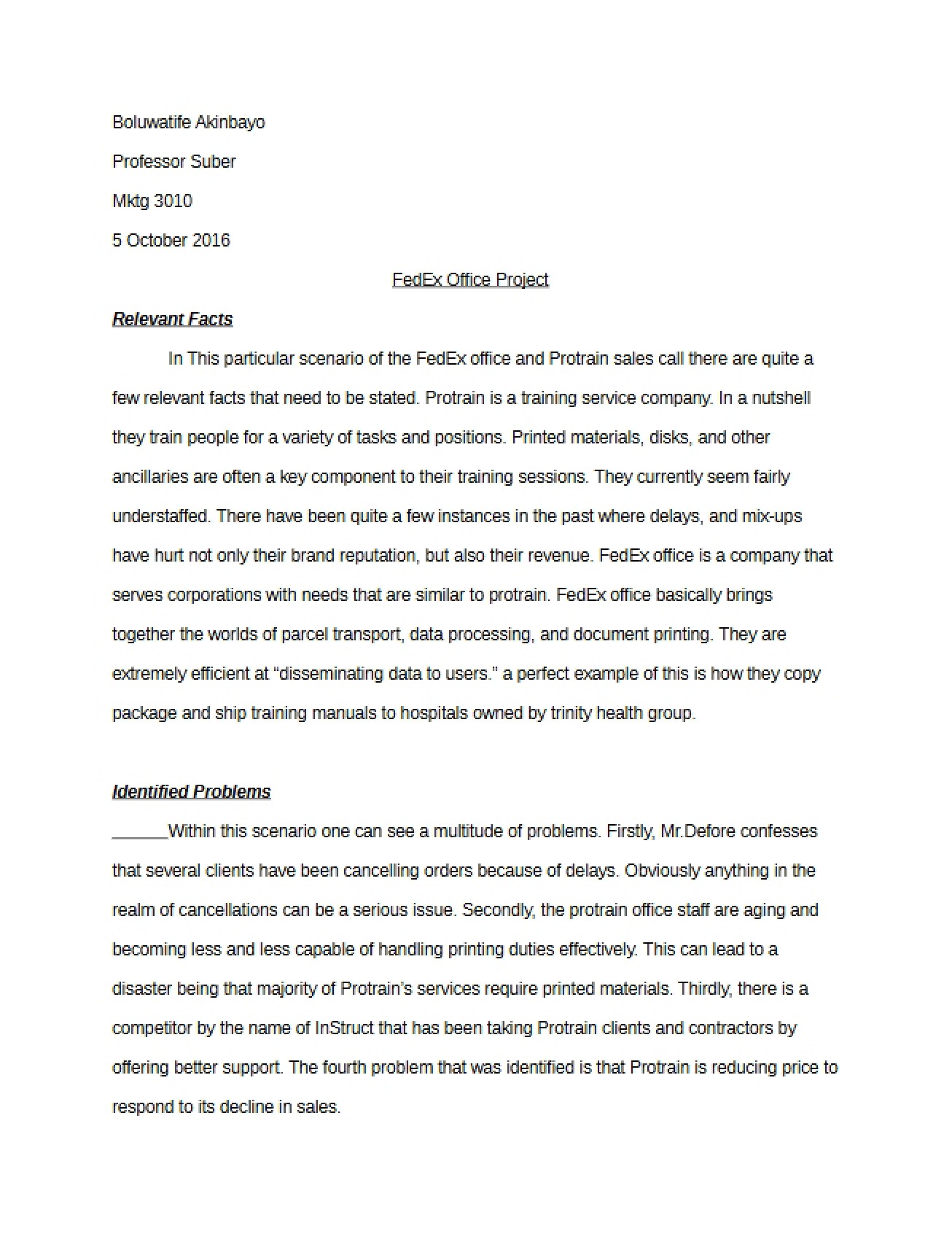 Project on FedEx Office