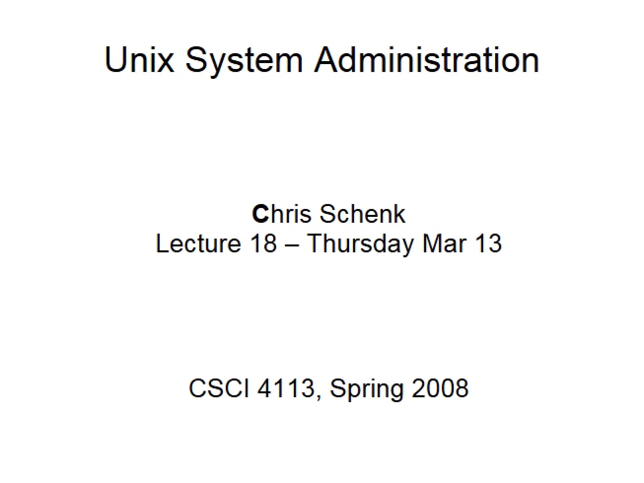 Lecture on Unix System Administration