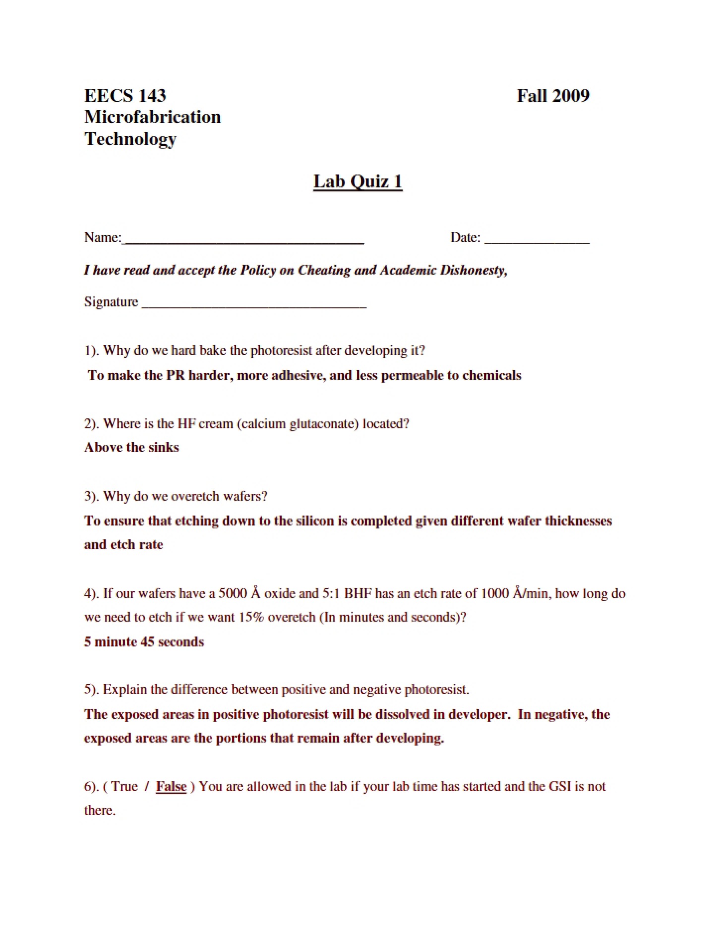 First Lab Quiz