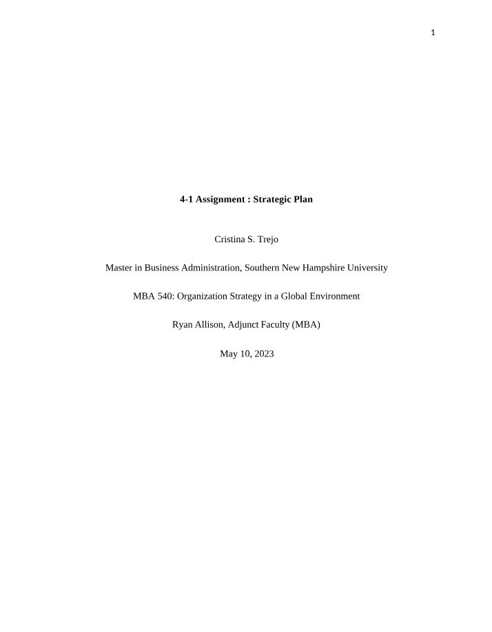 Strategic Plan 4-1 Assignment Draft