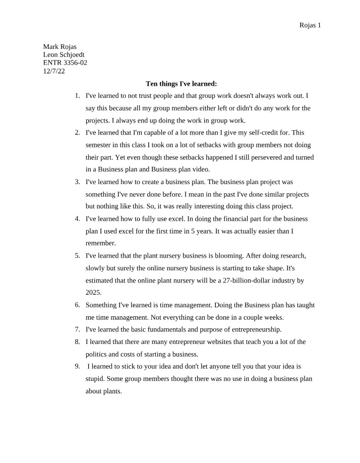 Things I Have Learned