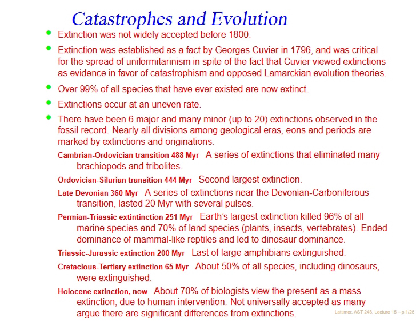 Evolution and Catastrophes