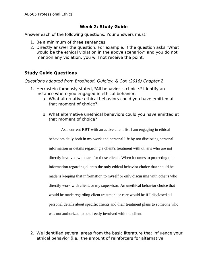 Study Guide for Week 2